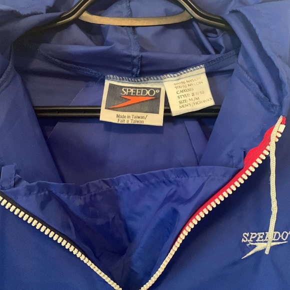 Vintage 90s Speedo Blue Rain Windbreaker Pull Over Jacket Size Men’s Medium - Picture 4 of 9
